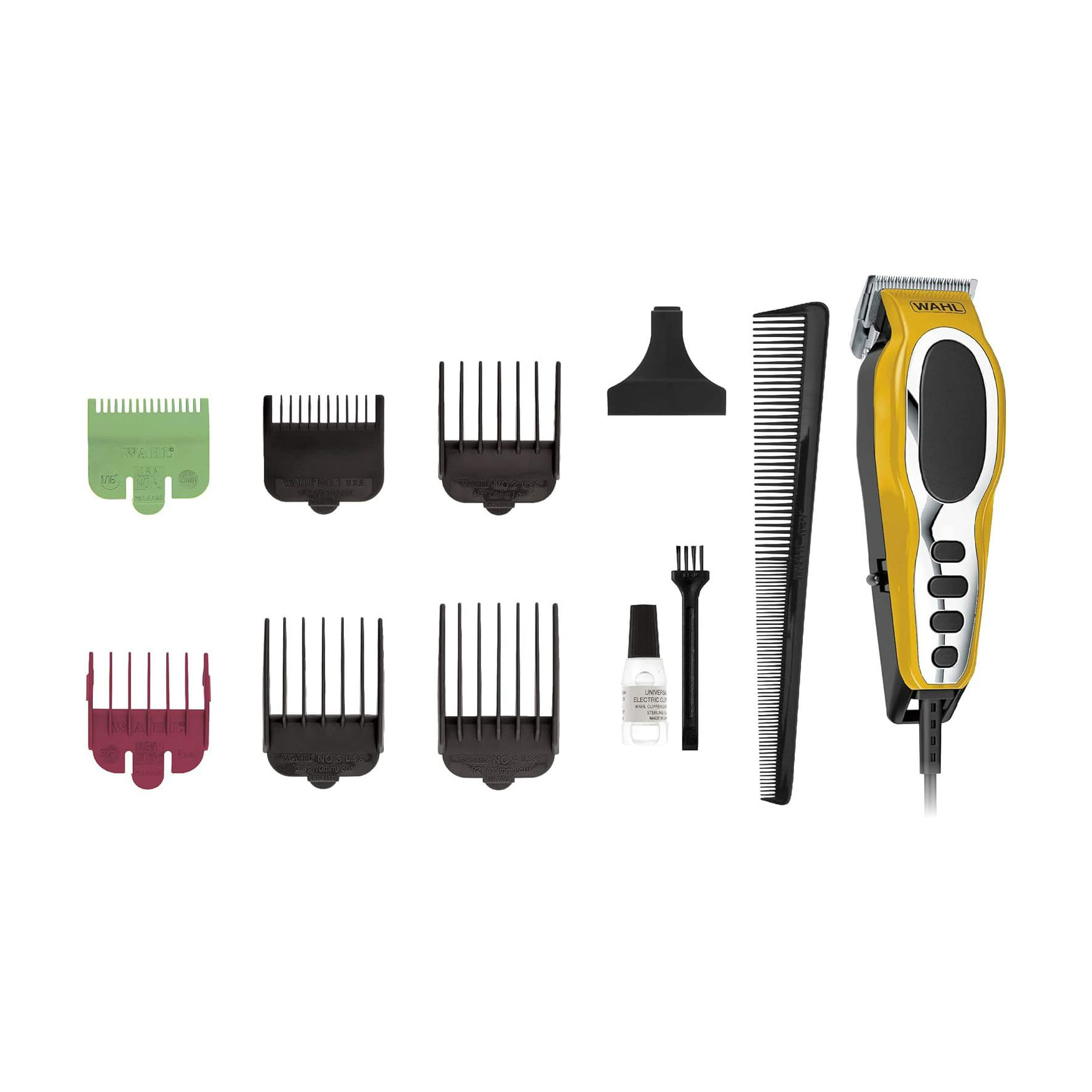 Машинка для стрижки WAHL Close Cut Pro Clipper 6 насадок, з кейсом, жовта (79111-1616)